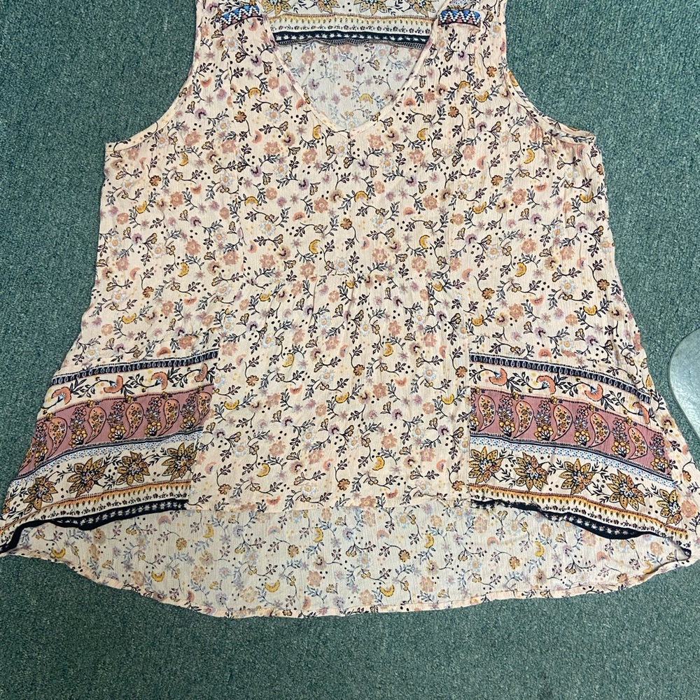 Patrons of Peace Pink and Cream Sleeveless Tank Top
